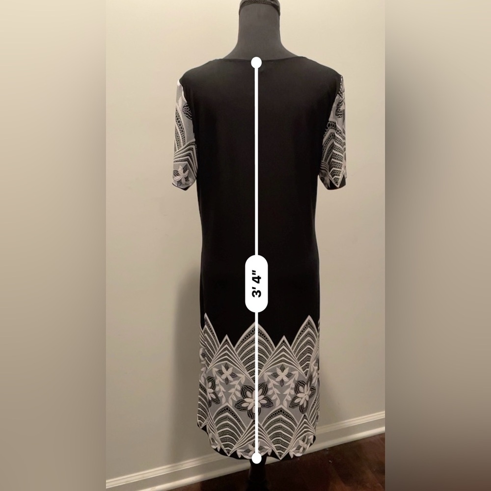 Chelsea Taylor Dress Women Size 10 Black White Dressy Embroidered Detailing - Picture 9 of 10